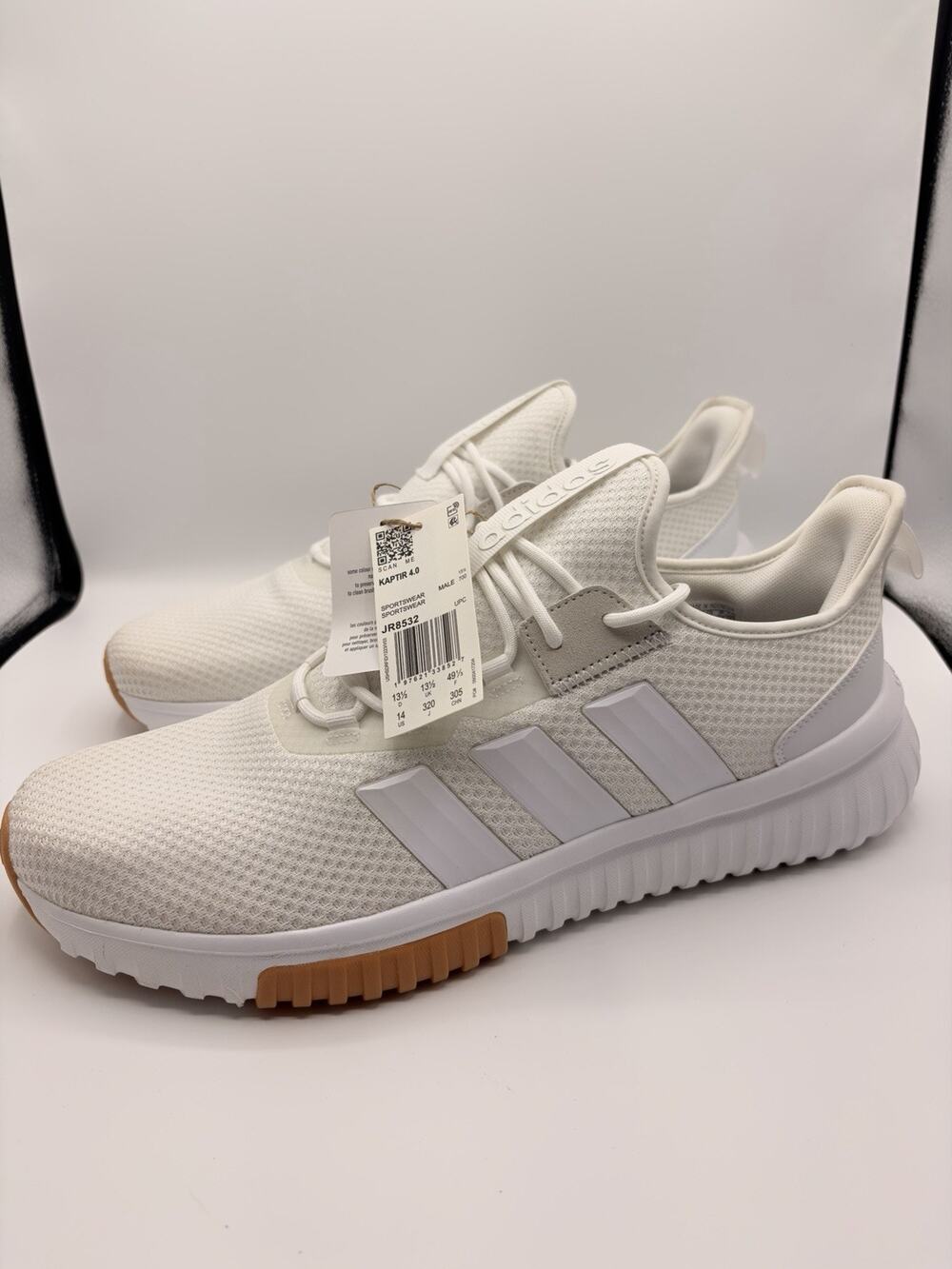 Adidas Kaptir 4.0 Mens Size 14 White Athletic Running Walking Shoes Sneakers NWT